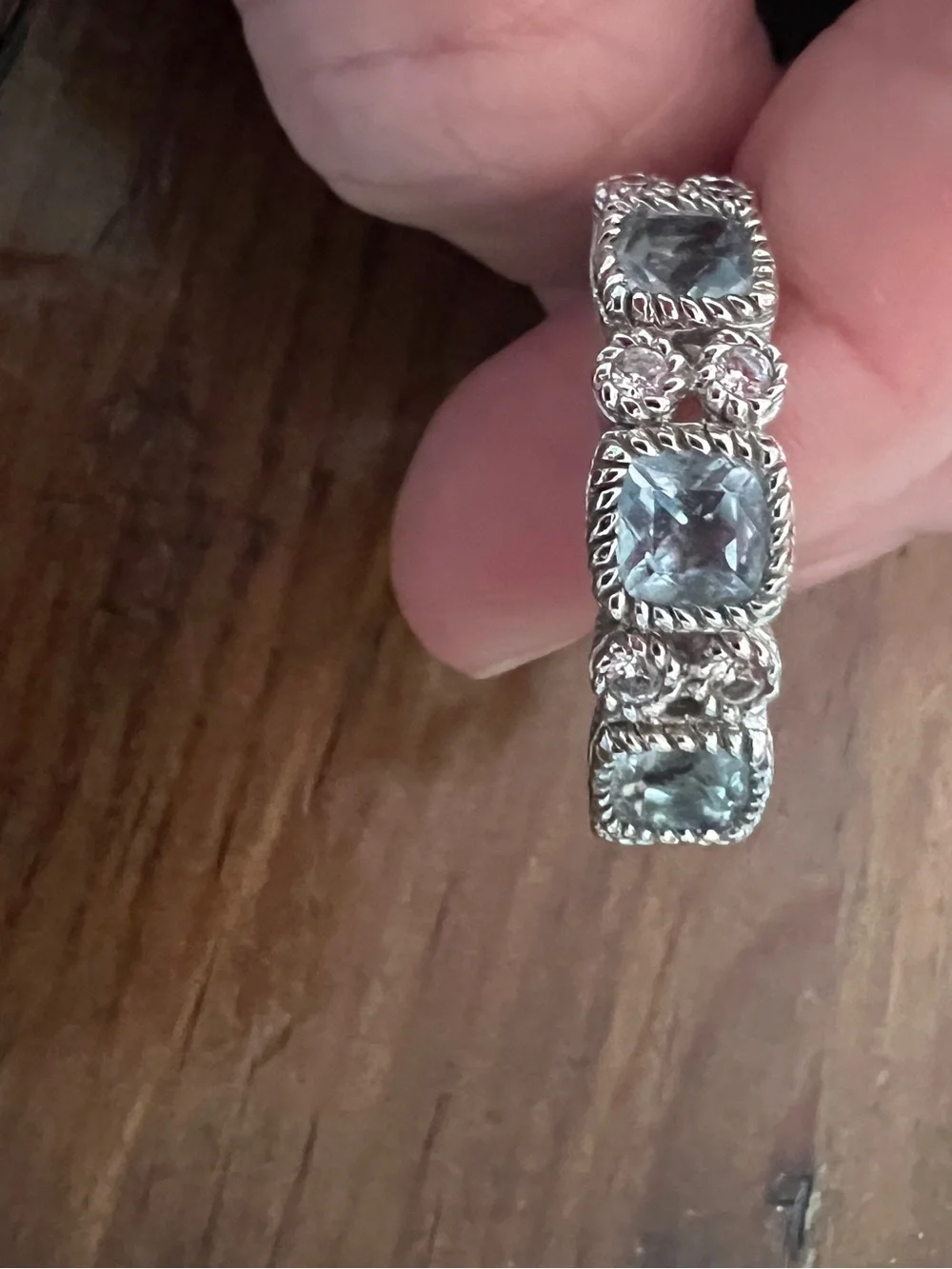 Judith Ripka Sterling Silver Aquamarine Multi-Stone Ring Size 10